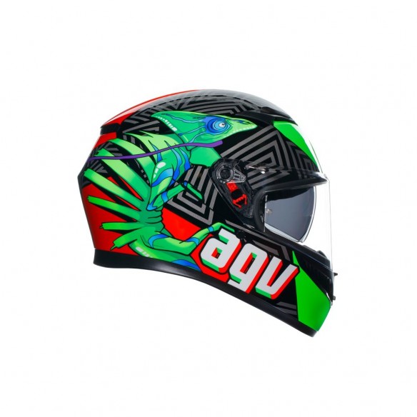 CASCO AGV K3 E2206 - KAMALEON BLACK/RED/GREEN